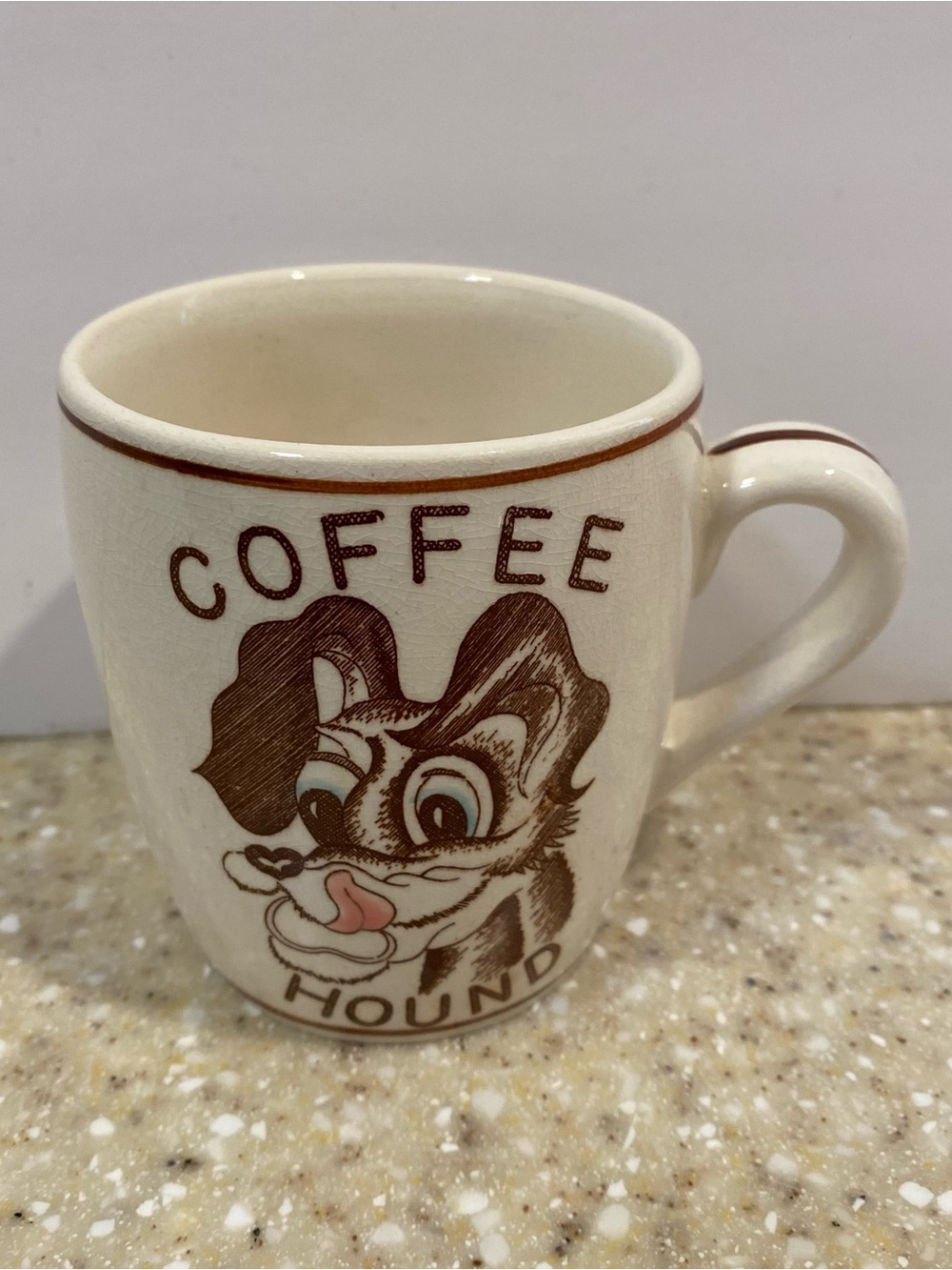 Cream Ceramic Mug with Brown Artwork Coffee Hound